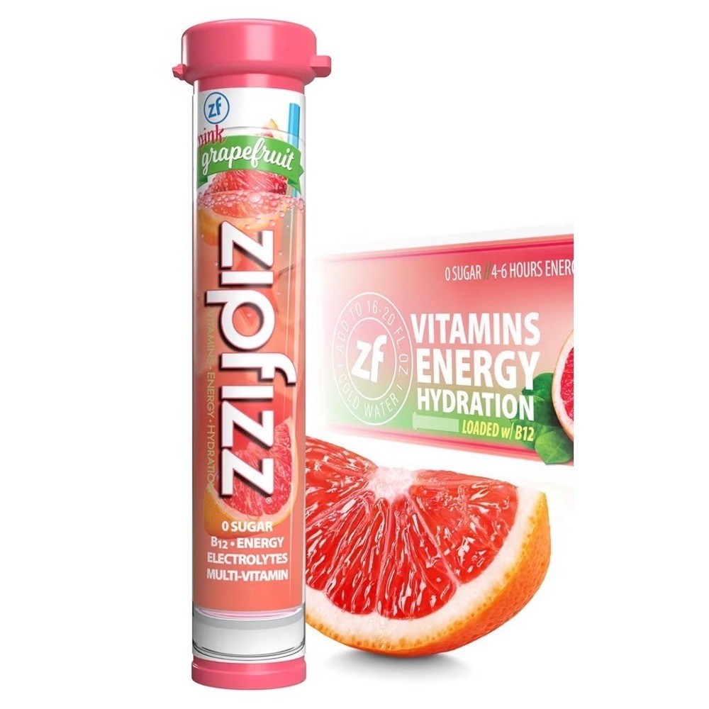ZipFizz All Natural Energy Drink Mix PINK GRAPEFRUIT (30 Tubes) Exp 3/2027
